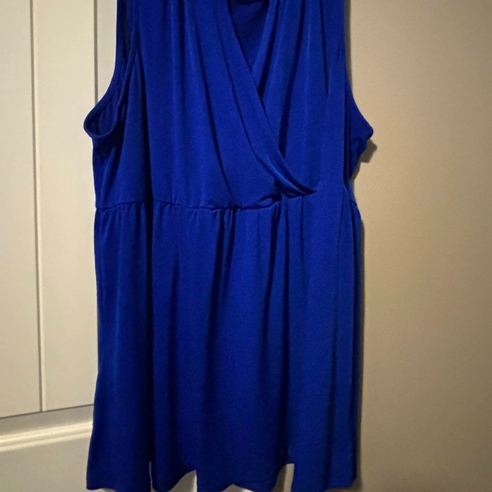 Torrid Cobalt Blue Sleeveless Top peplum waist stretchy 3x EUC